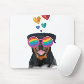 Rottweiler Dog met Hearts Valentijnsdag Muismat (Met muis)