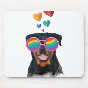 Rottweiler Dog met Hearts Valentijnsdag Muismat