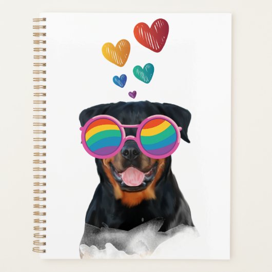 Rottweiler Dog met Hearts Valentijnsdag Planner (Voorkant)