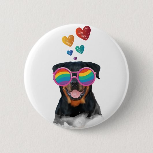 Rottweiler Dog met Hearts Valentijnsdag Ronde Button 5,7 Cm (Voorkant)