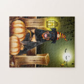 Rottweiler Dog met Heks Pet Halloween Legpuzzel (Horizontaal)