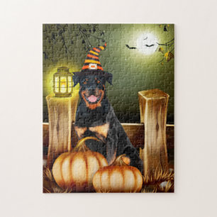 Rottweiler Dog met Heks Pet Halloween Legpuzzel