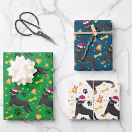 Rottweiler Dog met Kerstmis Inpakpapier Vel