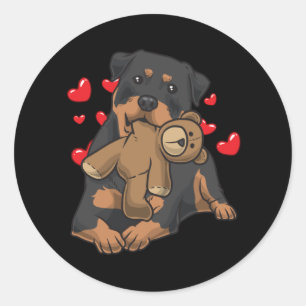 Rottweiler Dog met opgezette dieren en harten Ronde Sticker