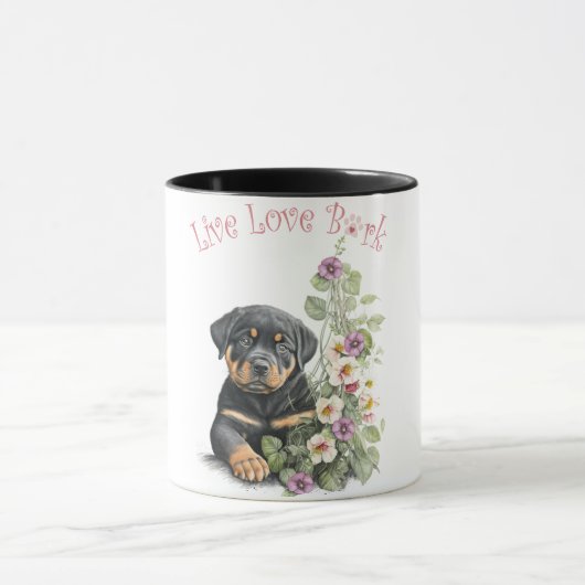 Rottweiler Dog Mom Floral Mok (Midden)