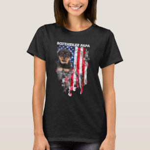 Rottweiler Dog Papa USA Flag Happy Vaderdag 4t T-shirt