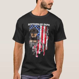 Rottweiler Dog Papa USA Flag Happy Vaderdag 4t T-shirt