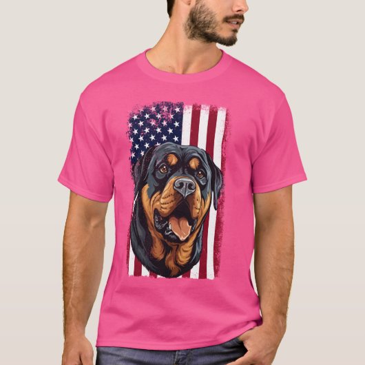 Rottweiler Dog Patriotic Outfit Amerikaanse vlag 4 T-shirt (Voorkant)