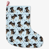 Rottweiler Dog Pattern Blue Grote Kerstsok (Voorkant)