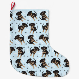 Rottweiler Dog Pattern Blue Grote Kerstsok