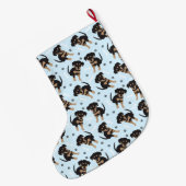 Rottweiler Dog Pattern Blue Grote Kerstsok (Achterkant (Hangend))