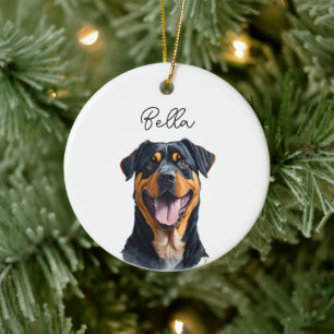 Rottweiler Dog Pet Aangepaste Naam Vakantie Kerstm Keramisch Ornament