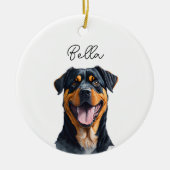 Rottweiler Dog Pet Aangepaste Naam Vakantie Kerstm Keramisch Ornament (Voorkant)