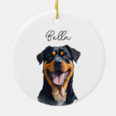 Rottweiler Dog Pet Aangepaste Naam Vakantie Kerstm Keramisch Ornament (Achterkant)