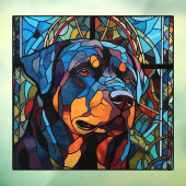 Rottweiler Dog Pet Faux Glas in lood Raamsticker (Vel 3)