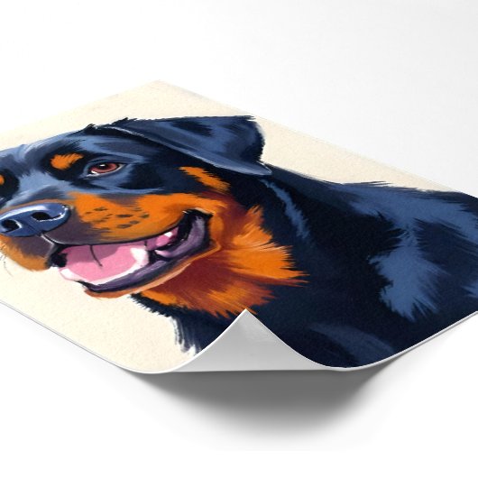 Rottweiler Dog Pet Painting Watercolor Art Poster (Hoek)