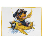 Rottweiler Dog Pilot Vliegtuig Groot Cadeauzakje (Achterkant)