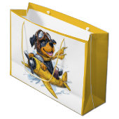 Rottweiler Dog Pilot Vliegtuig Groot Cadeauzakje (Voorkant Gekanteld)