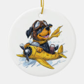Rottweiler Dog Pilot Vliegtuig Keramisch Ornament (Voorkant)