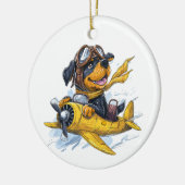 Rottweiler Dog Pilot Vliegtuig Keramisch Ornament (Links)