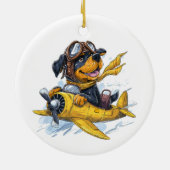Rottweiler Dog Pilot Vliegtuig Keramisch Ornament (Achterkant)