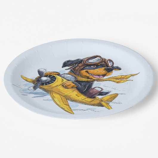 Rottweiler Dog Pilot Vliegtuig Papieren Bordje (Gekanteld)