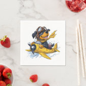 Rottweiler Dog Pilot Vliegtuig Servet (Insitu)