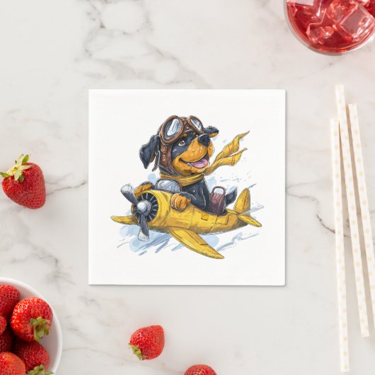 Rottweiler Dog Pilot Vliegtuig Servet (Insitu)