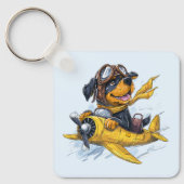 Rottweiler Dog Pilot Vliegtuig Sleutelhanger (Voorkant)