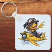Rottweiler Dog Pilot Vliegtuig Sleutelhanger (Voorkant)