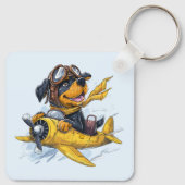Rottweiler Dog Pilot Vliegtuig Sleutelhanger (Achterkant)