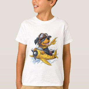 Rottweiler Dog Pilot Vliegtuig T-shirt