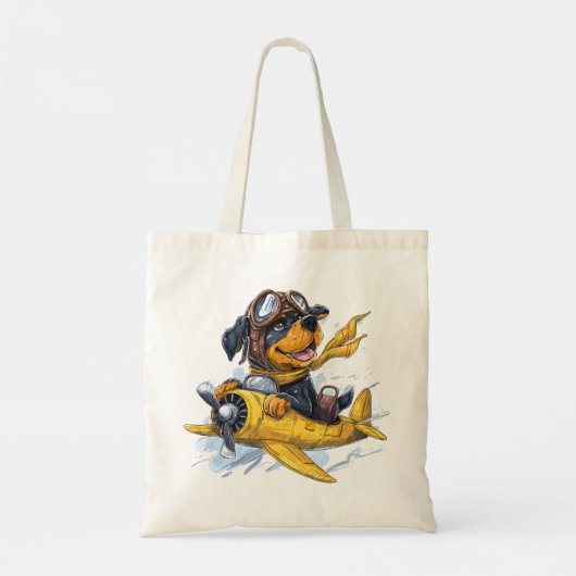 Rottweiler Dog Pilot Vliegtuig Tote Bag (Achterkant)