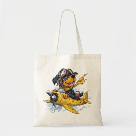 Rottweiler Dog Pilot Vliegtuig Tote Bag (Voorkant)