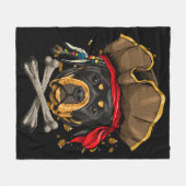 Rottweiler Dog Pirate Jolly Roger Flag Crossbones Fleece Deken (Voorkant (Horizontaal))