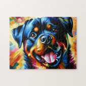 Rottweiler Dog Portrait Acryl Art Print Hond Legpuzzel (Horizontaal)