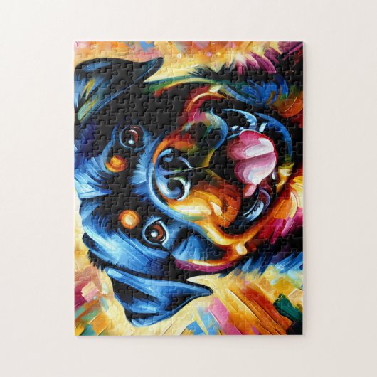 Rottweiler Dog Portrait Acryl Art Print Hond Legpuzzel (Verticaal)