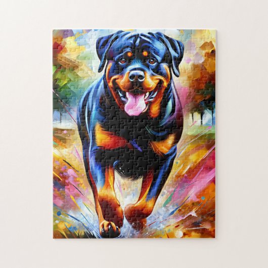 Rottweiler Dog Portrait Acryl Art Print Hond Legpuzzel (Verticaal)