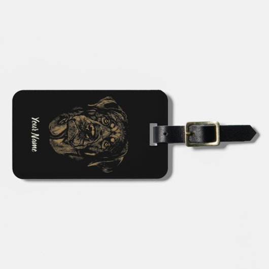 Rottweiler Dog  Portret Rottie Design Bagagelabel (Voorkant horizontaal)