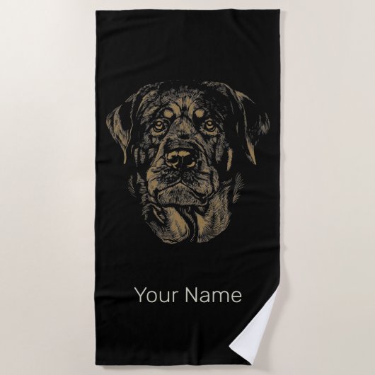 Rottweiler Dog  Portret Rottie Design Strandlaken (Voorkant)