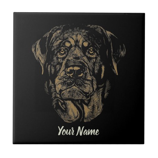 Rottweiler Dog  Portret Rottie Design Tegeltje (Voorkant)