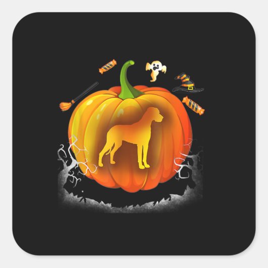 rottweiler dog pumpkin pak halloween vierkante sticker (Voorkant)