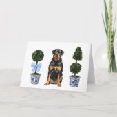 Rottweiler Dog Puppy Topiary Waterverf Kaart (Voorkant)