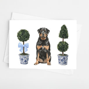 Rottweiler Dog Puppy Topiary Waterverf Kaart