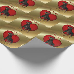 Rottweiler Dog Red Heart Cadeaupapier