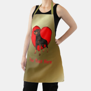 Rottweiler Dog Red Heart, gepersonaliseerd Schort