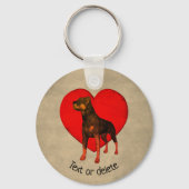Rottweiler Dog Red Heart, gepersonaliseerd Sleutelhanger (Voorkant)