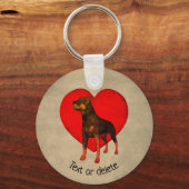 Rottweiler Dog Red Heart, gepersonaliseerd Sleutelhanger (Achterkant)