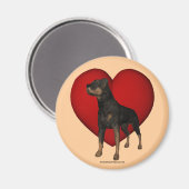 Rottweiler Dog Red Heart Magneet (Voorkant / Achterkant)
