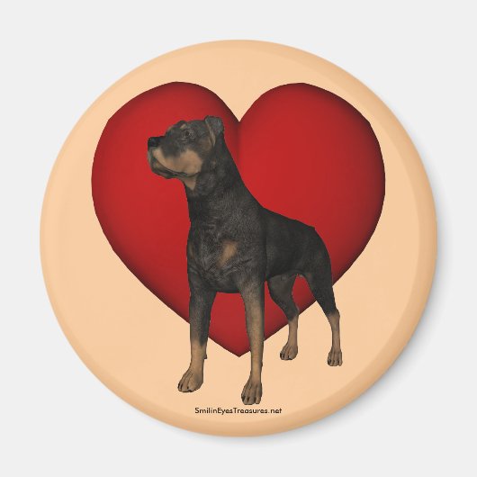 Rottweiler Dog Red Heart Magneet (Voorkant)